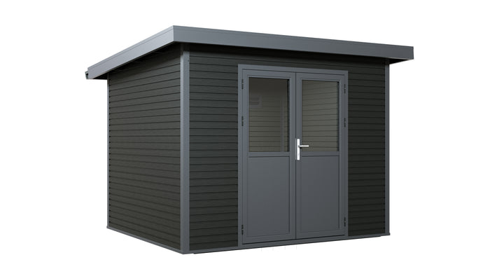 WPC Gartenhaus Linia 2824 inkl. Dachrinnen-Set, 2-farbig in Grau/Anthrazit