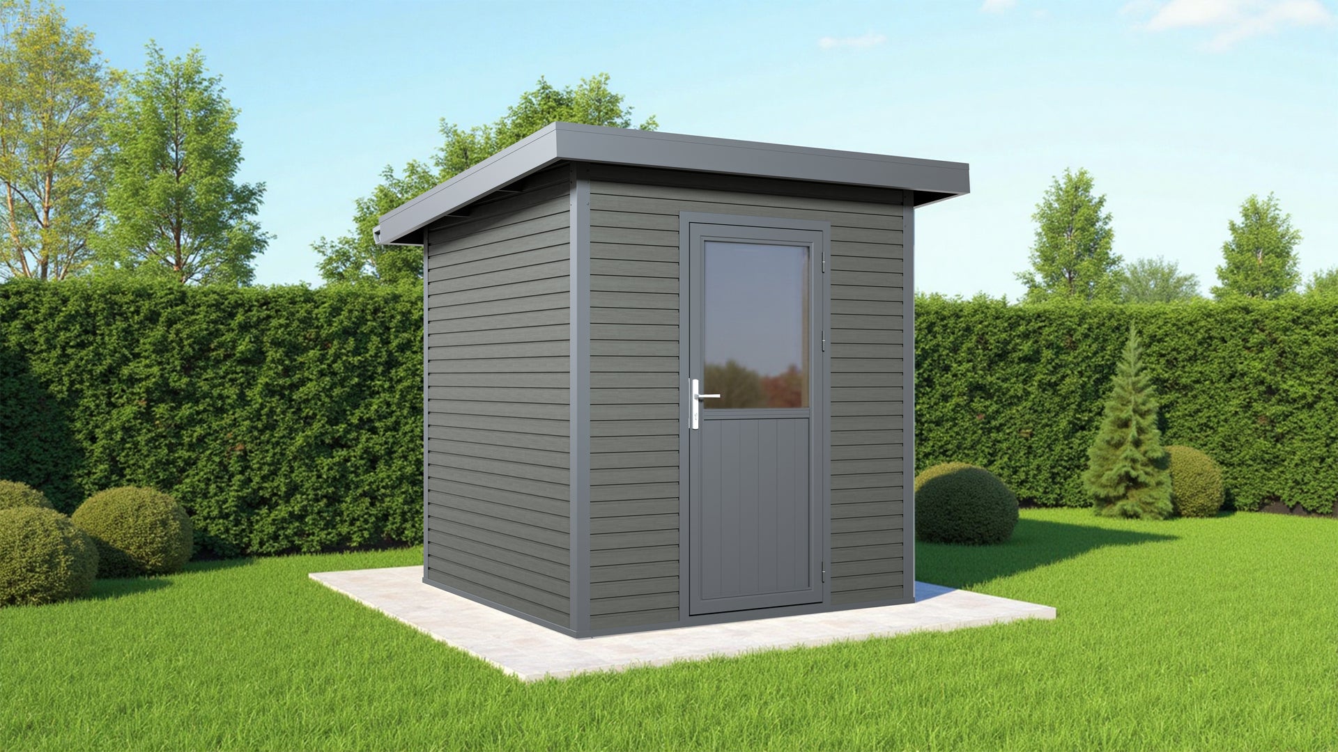 WPC Gartenhaus Linia 2020 inkl. Dachrinnen-Set, 2-farbig Grau/Anthrazit