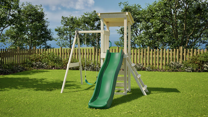 Weka Kinderspielturm Lyon inkl. Rutsche, Kletterwand und Einzelschaukel