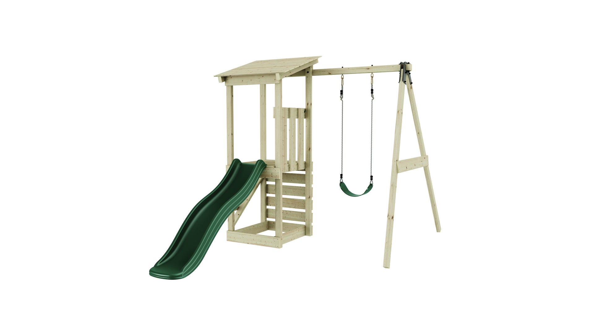 Weka Kinderspielturm Lyon inkl. Rutsche, Kletterwand und Einzelschaukel