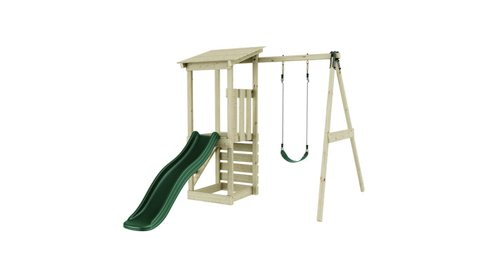 Weka Kinderspielturm Lyon inkl. Rutsche, Kletterwand und Einzelschaukel