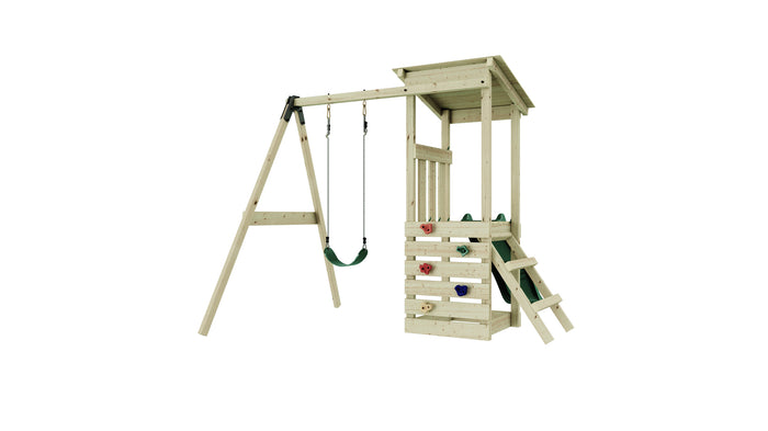 Weka Kinderspielturm Lyon inkl. Rutsche, Kletterwand und Einzelschaukel