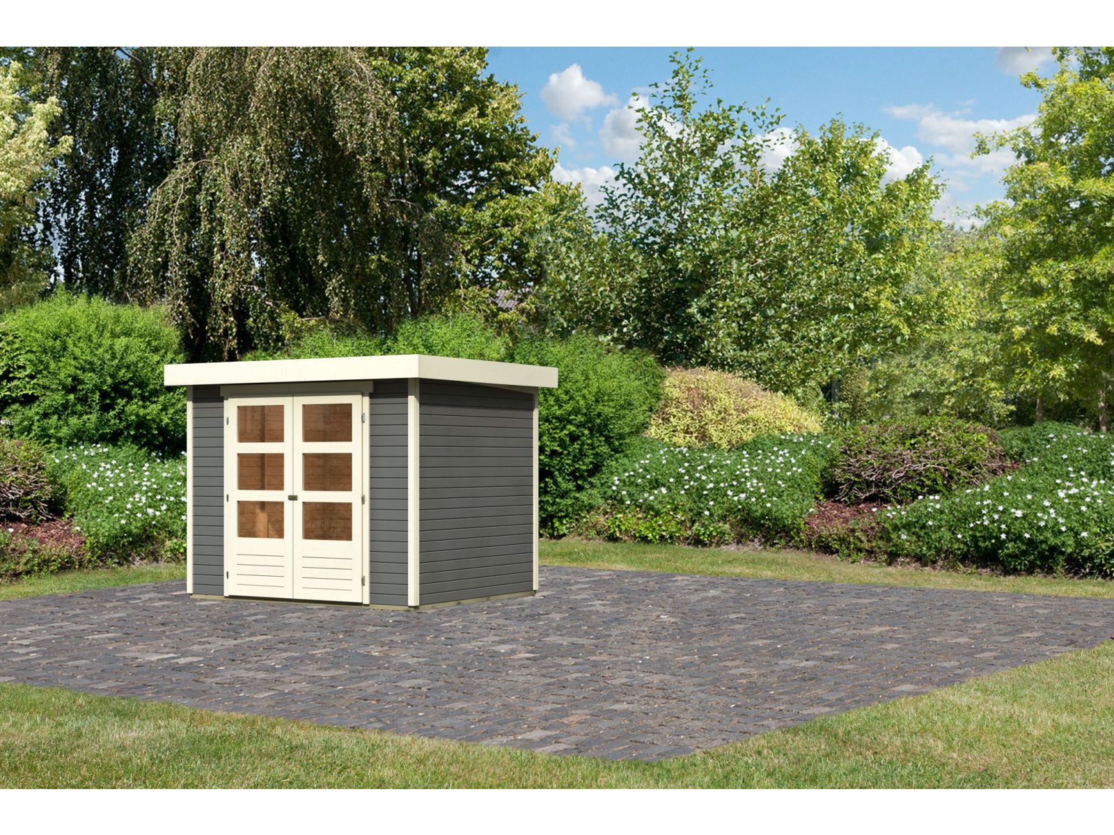 Karibu Gartenhaus Askola 3 terragrau 19 mm