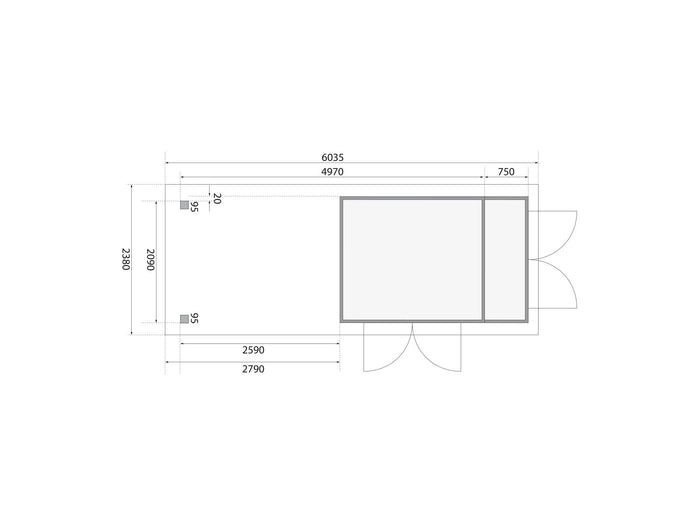 Karibu Gartenhaus Retola 3 mit Anbauschrank und Anbaudachdach 2,80 Meter