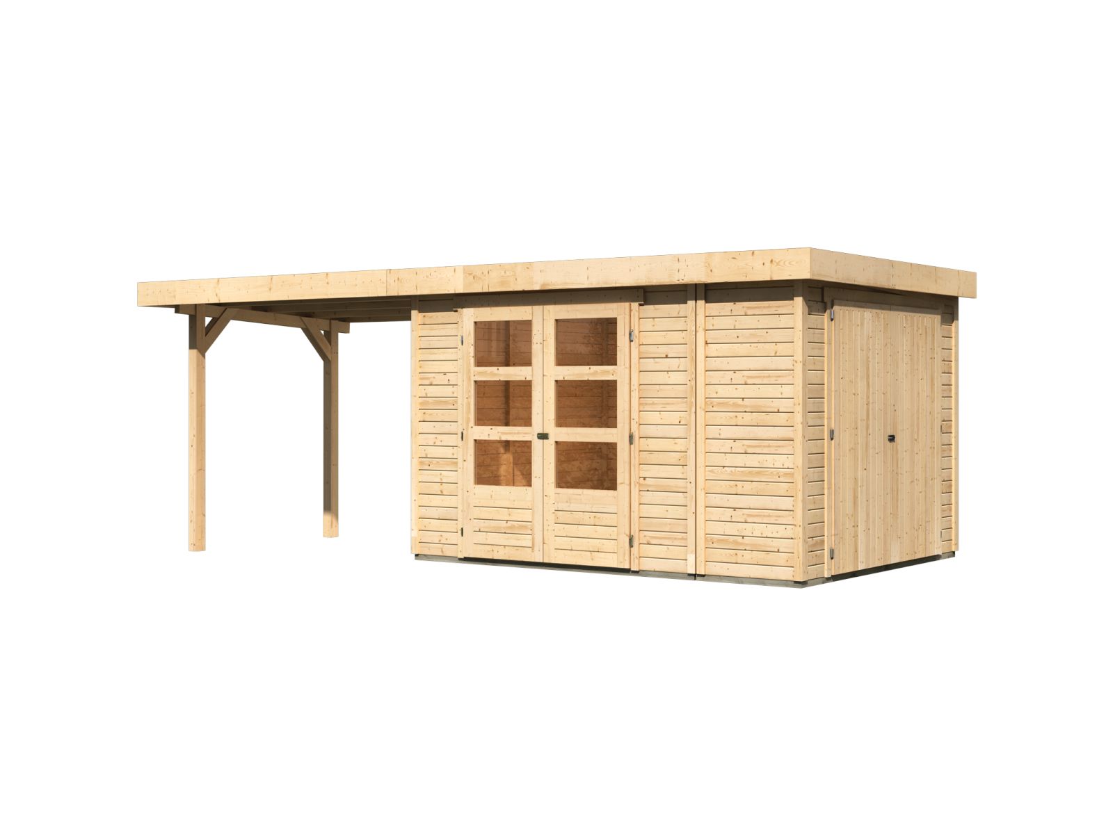 Karibu Gartenhaus Retola 4 mit Anbauschrank und Anbaudach 2,80 Meter