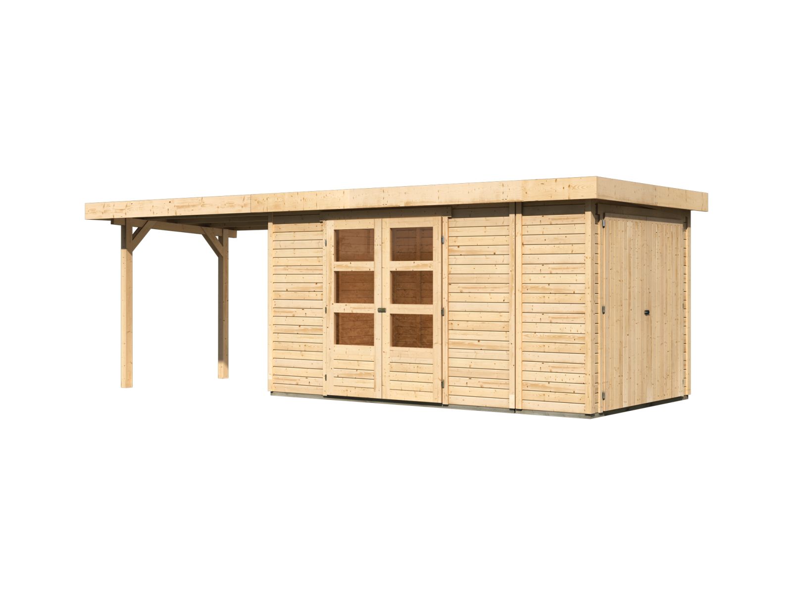 Karibu Gartenhaus Retola 5 mit Anbauschrank und Anbaudach 2,80 Meter
