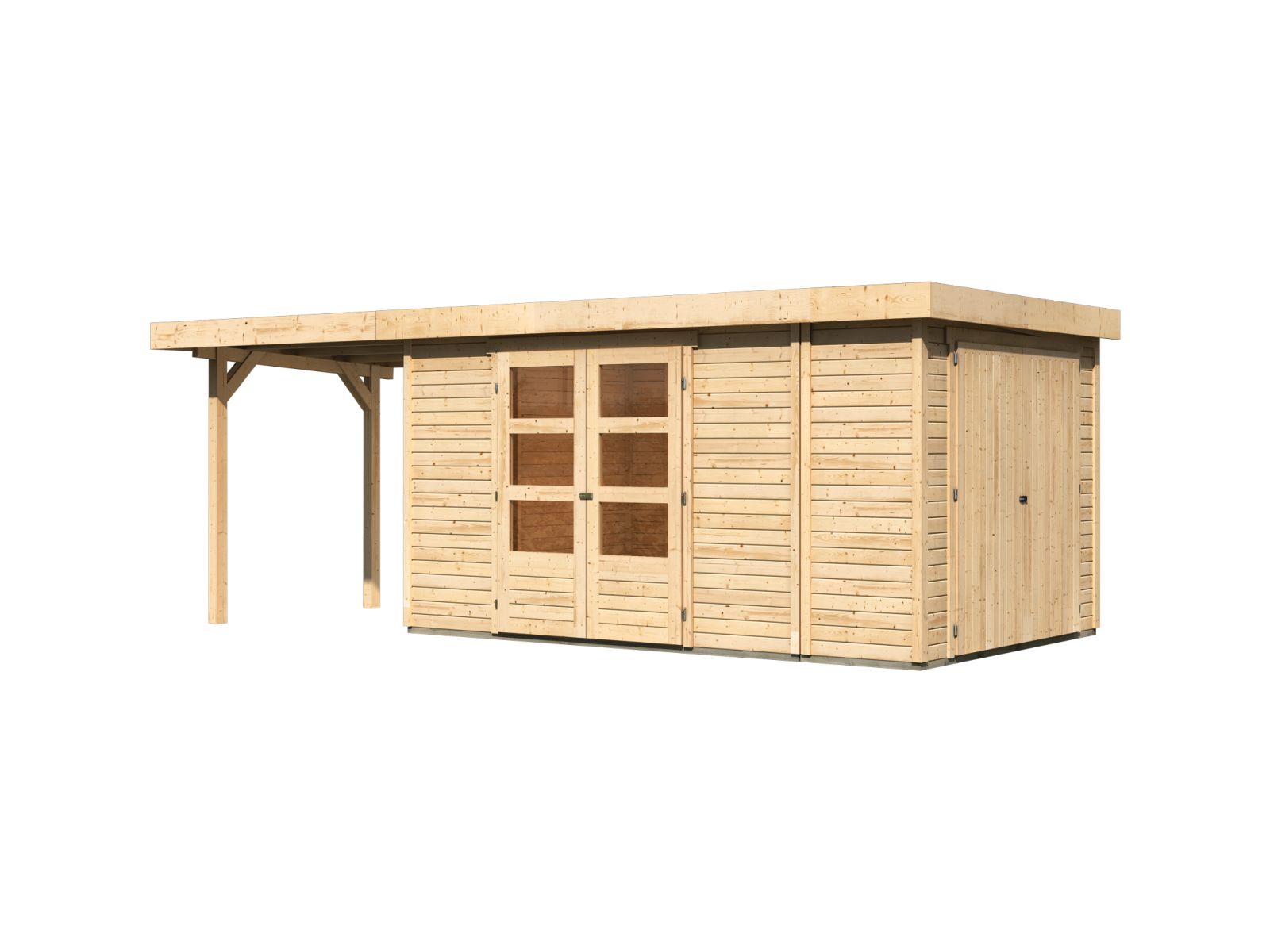 Karibu Gartenhaus Retola 6 mit Anbauschrank und Anbaudach 2,40 Meter