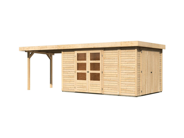 Karibu Gartenhaus Retola 6 mit Anbaudach 2,80 Meter