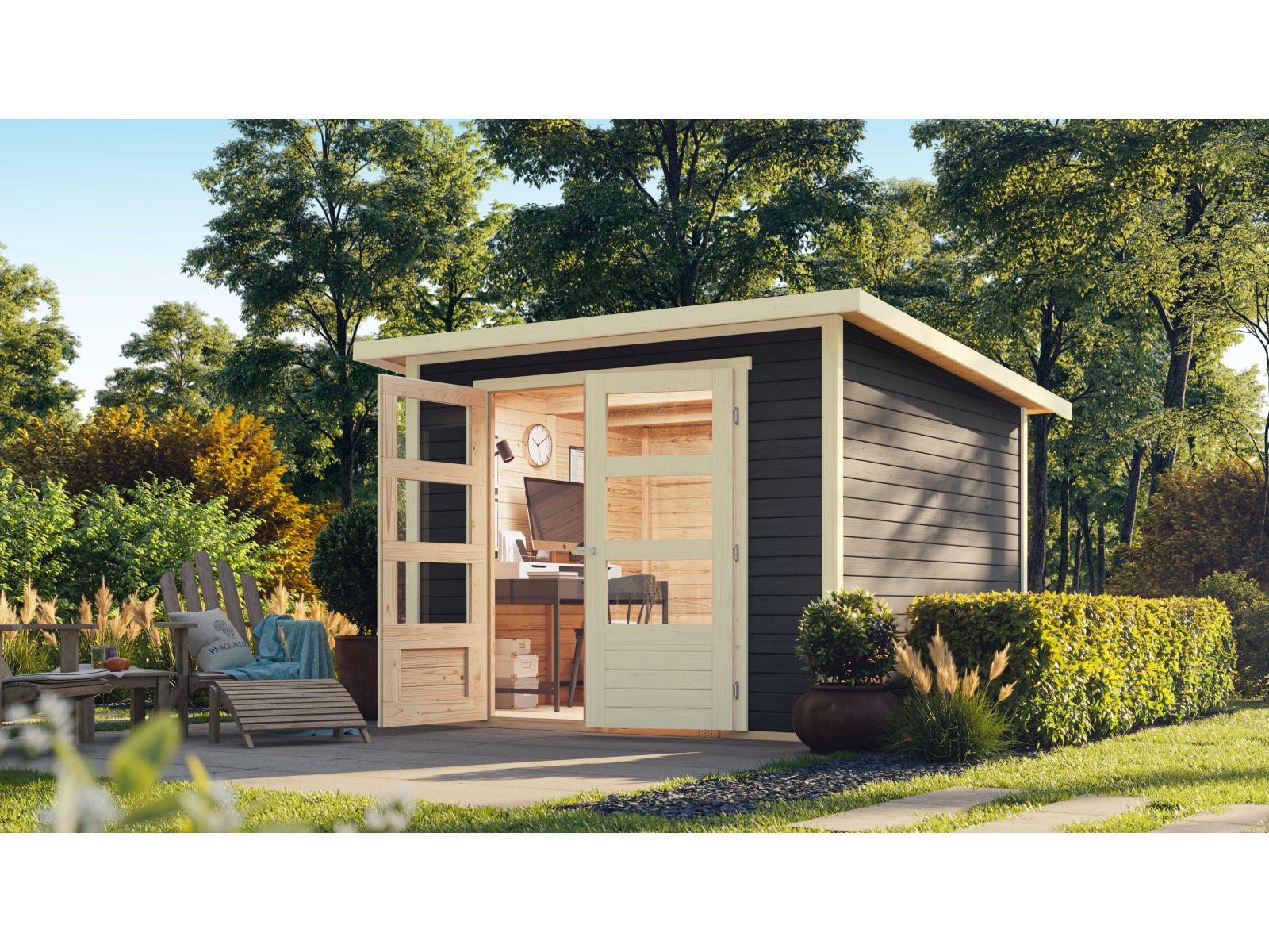 Karibu Gartenhaus Stockach 4 in terragrau