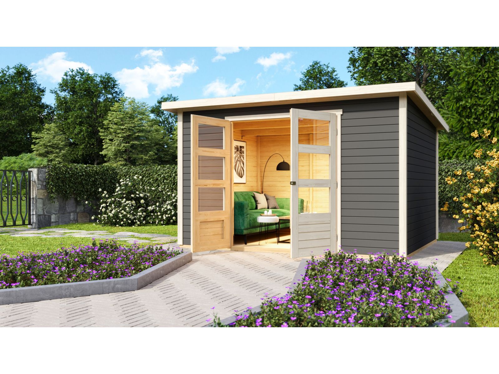 Karibu Gartenhaus Stockach 5 in terragrau