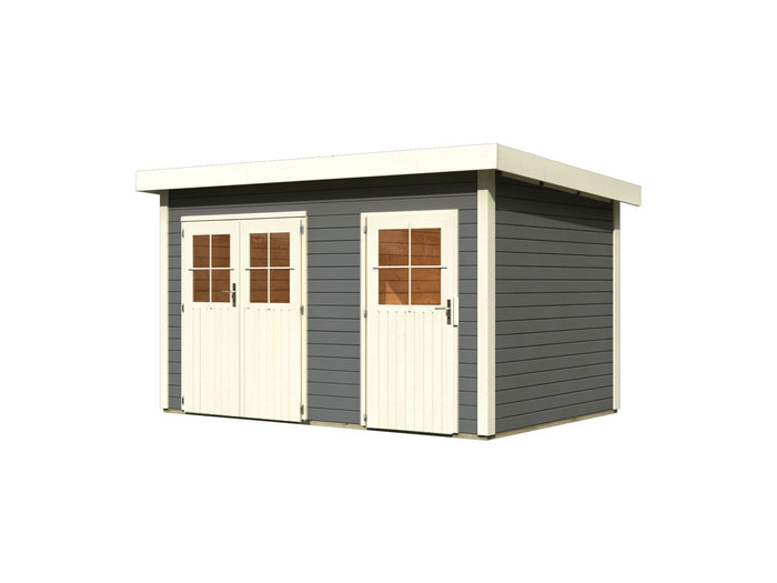 Karibu Gartenhaus Tintrup 2-Raum-Haus in terragrau 28 mm