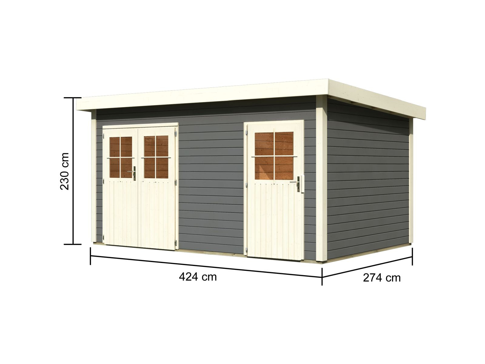 Karibu Gartenhaus Mattrup 2-Raum-Haus in terragrau 28 mm