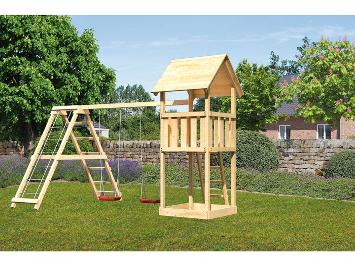 Karibu Spielturm Lotti mit Doppelschaukel inkl. Klettergerüst