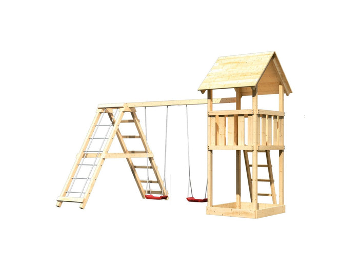Karibu Spielturm Lotti mit Doppelschaukel inkl. Klettergerüst