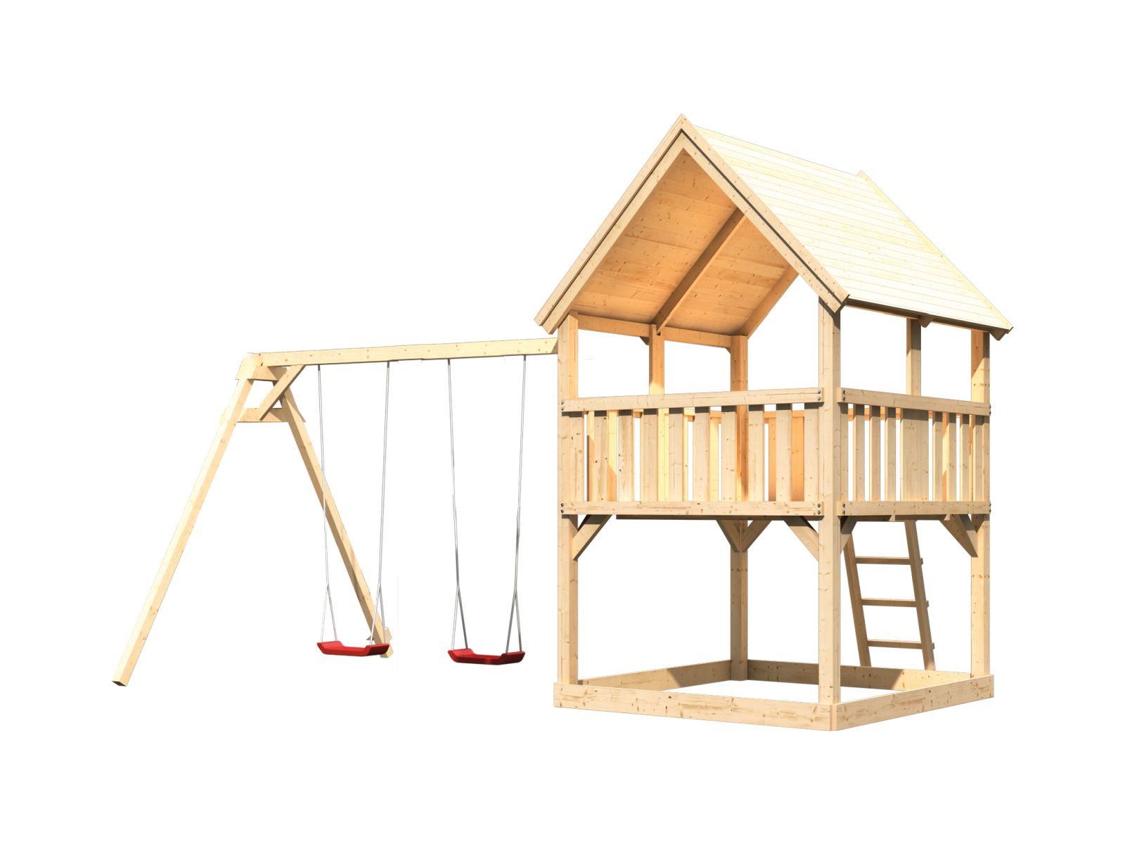 Karibu Spielturm Luis Satteldach + Doppelschaukel