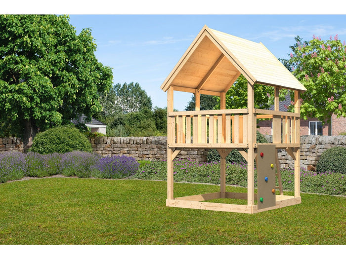Kakribu Spielturm Luis Satteldach + Kletterwand