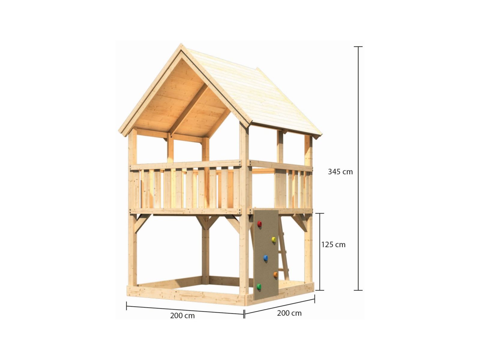 Kakribu Spielturm Luis Satteldach + Kletterwand