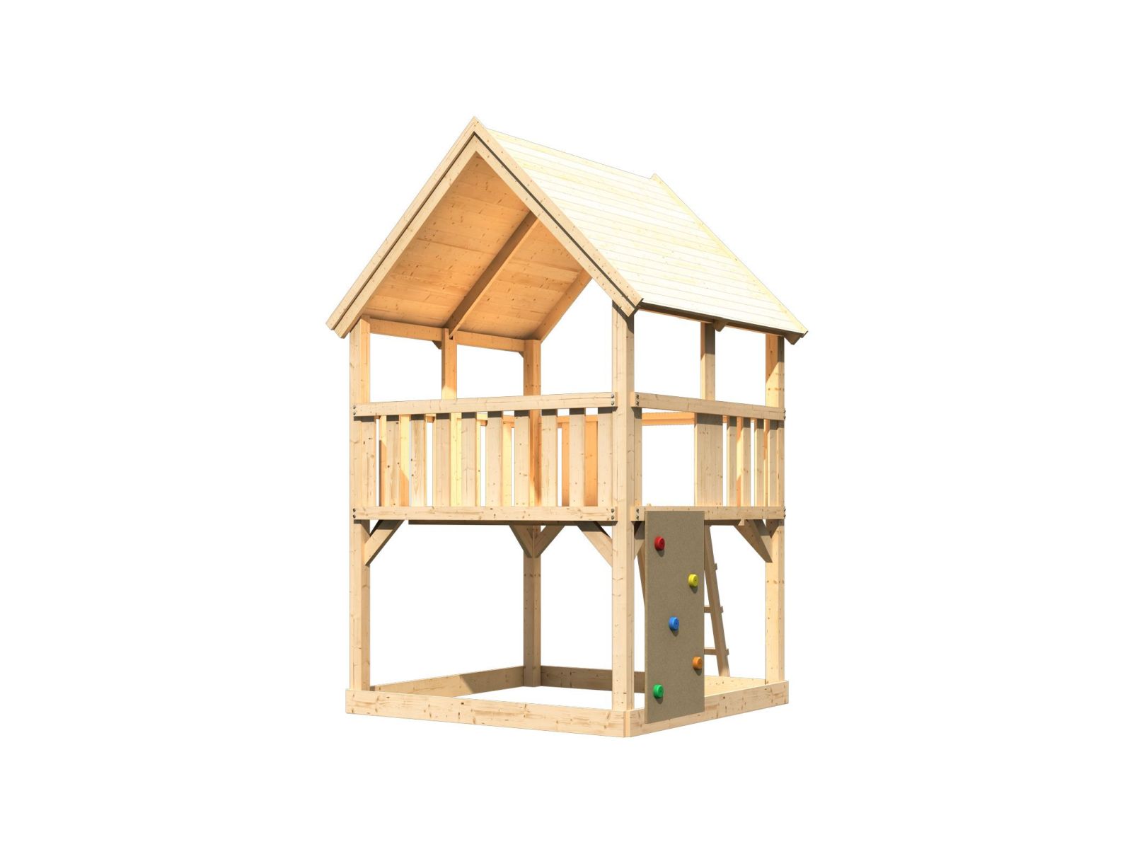 Kakribu Spielturm Luis Satteldach + Kletterwand