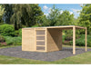 Karibu Gartenhaus Qubic 2 natur inkl. 2,70 m Anbaudach