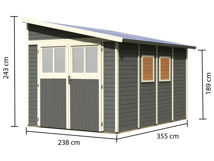 Karibu Gartenhaus Bomlitz 4 terragrau 19 mm