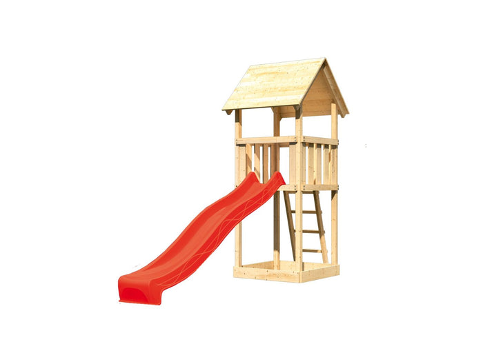 Karibu Spielturm Lotti Set mit Wellenrutsche in rot