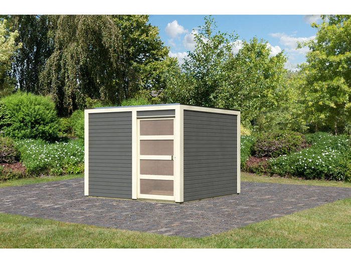 Karibu Gartenhaus Qubic 2 terragrau