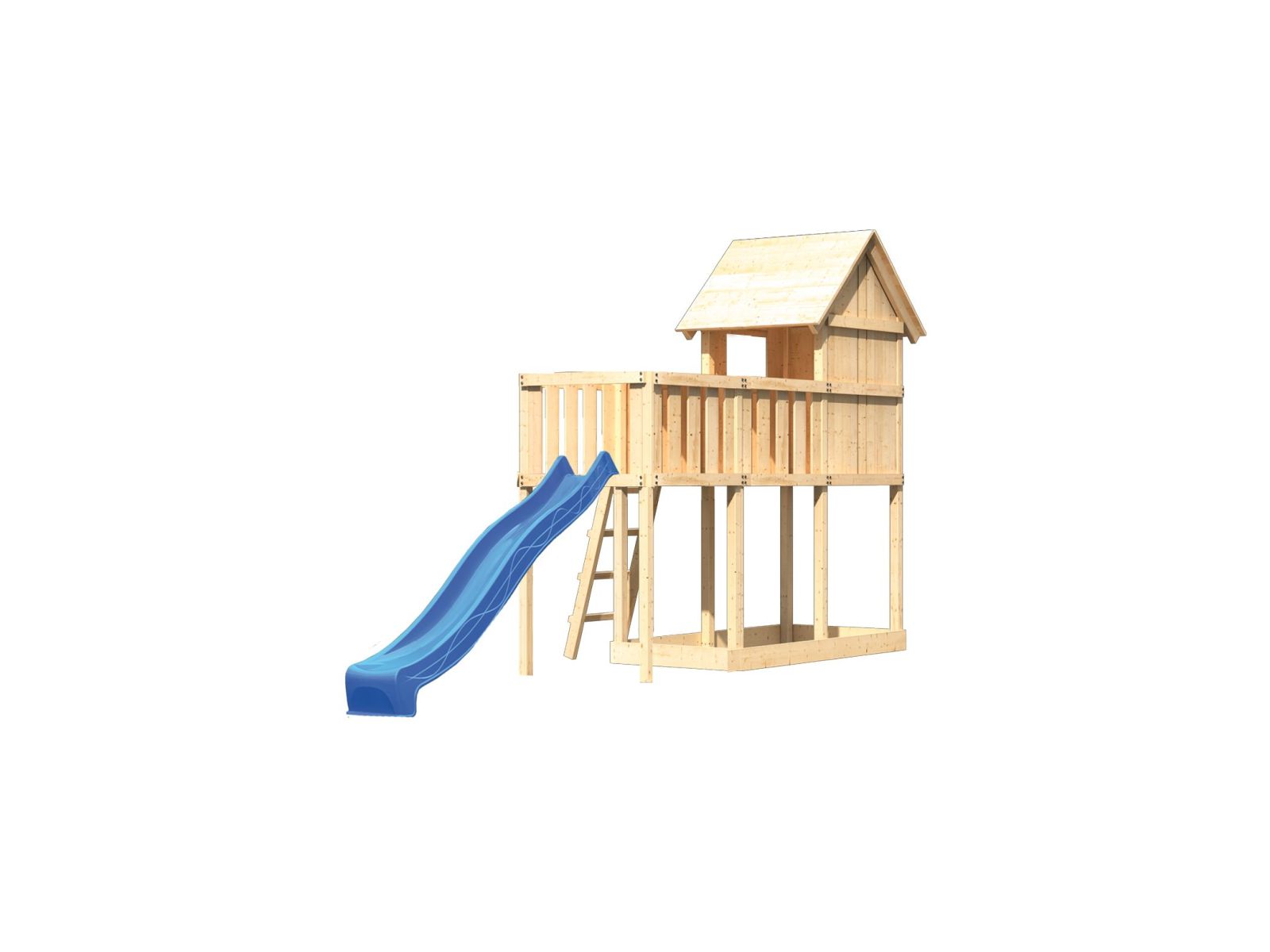 Karibu Stelzenhaus Frieda + Rutsche blau + Anbauplattform