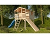 Karibu Stelzenhaus Benjamin naturbelassen + Rutsche blau + Holzrampe