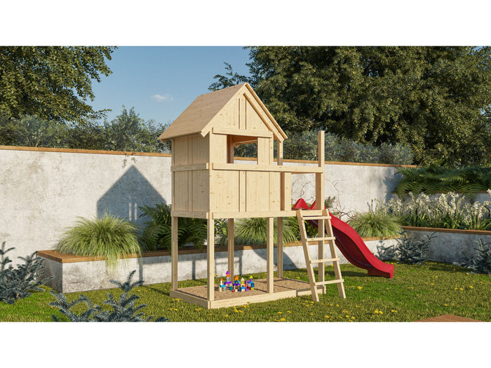 Karibu Stelzenhaus Frieda + Rutsche rot