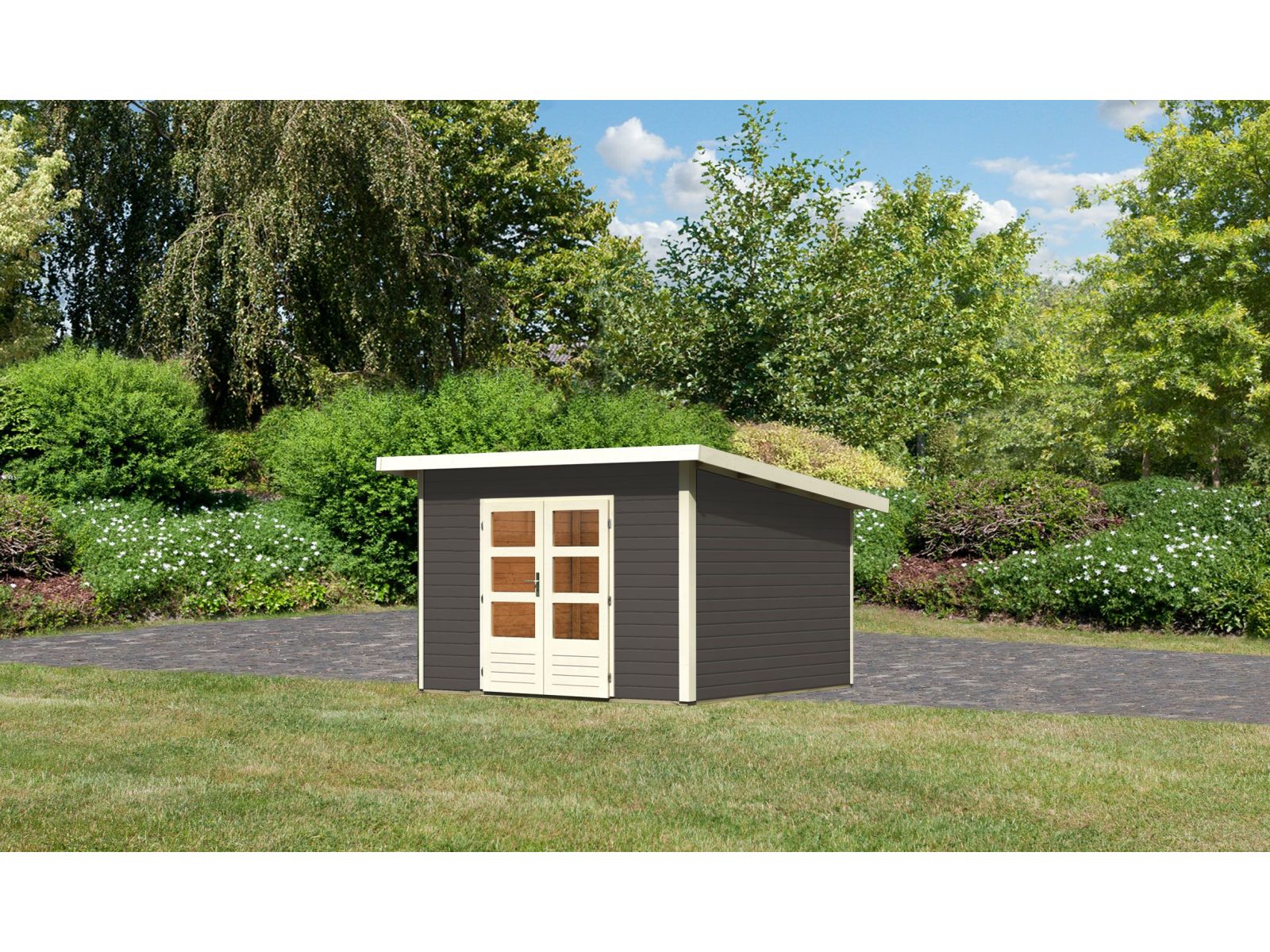 Karibu Gartenhaus Northeim 3 in terragrau 38 mm