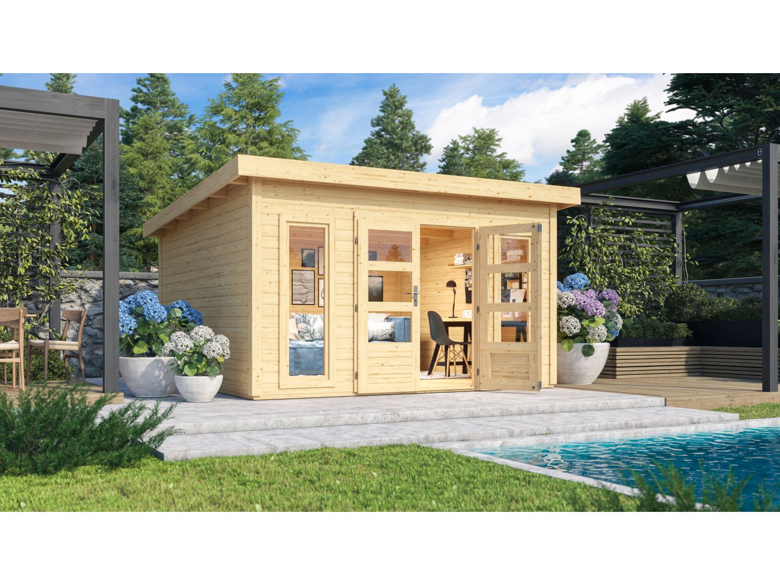 Karibu Gartenhaus Northeim 5 natur 38 mm