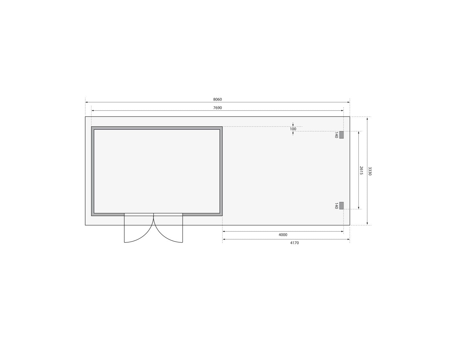 Karibu Gartenhaus Trittau 5 inkl. Anbaudach 4,4 m