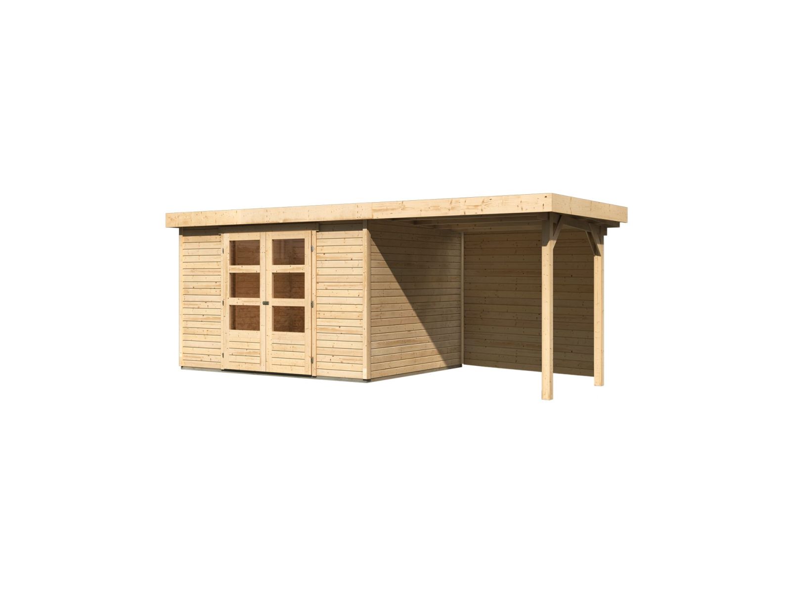 Karibu Gartenhaus Askola 5 mit Anbaudach 2,4 m, Rückwand