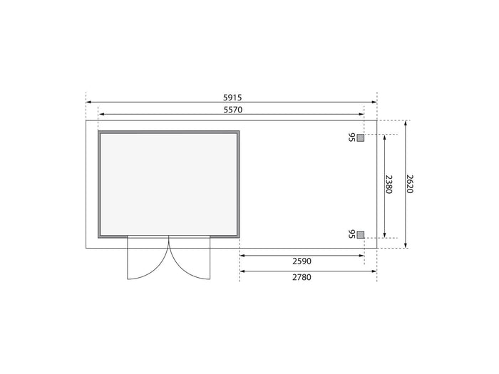 Karibu Gartenhaus Askola 5 mit Anbaudach 2,8 m in terragrau