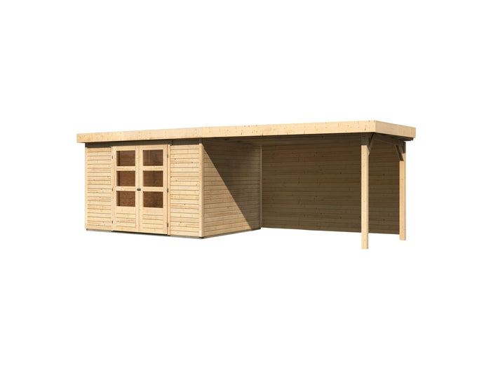 Karibu Gartenhaus Askola 5 mit Anbaudach 2,8 m, Rückwand