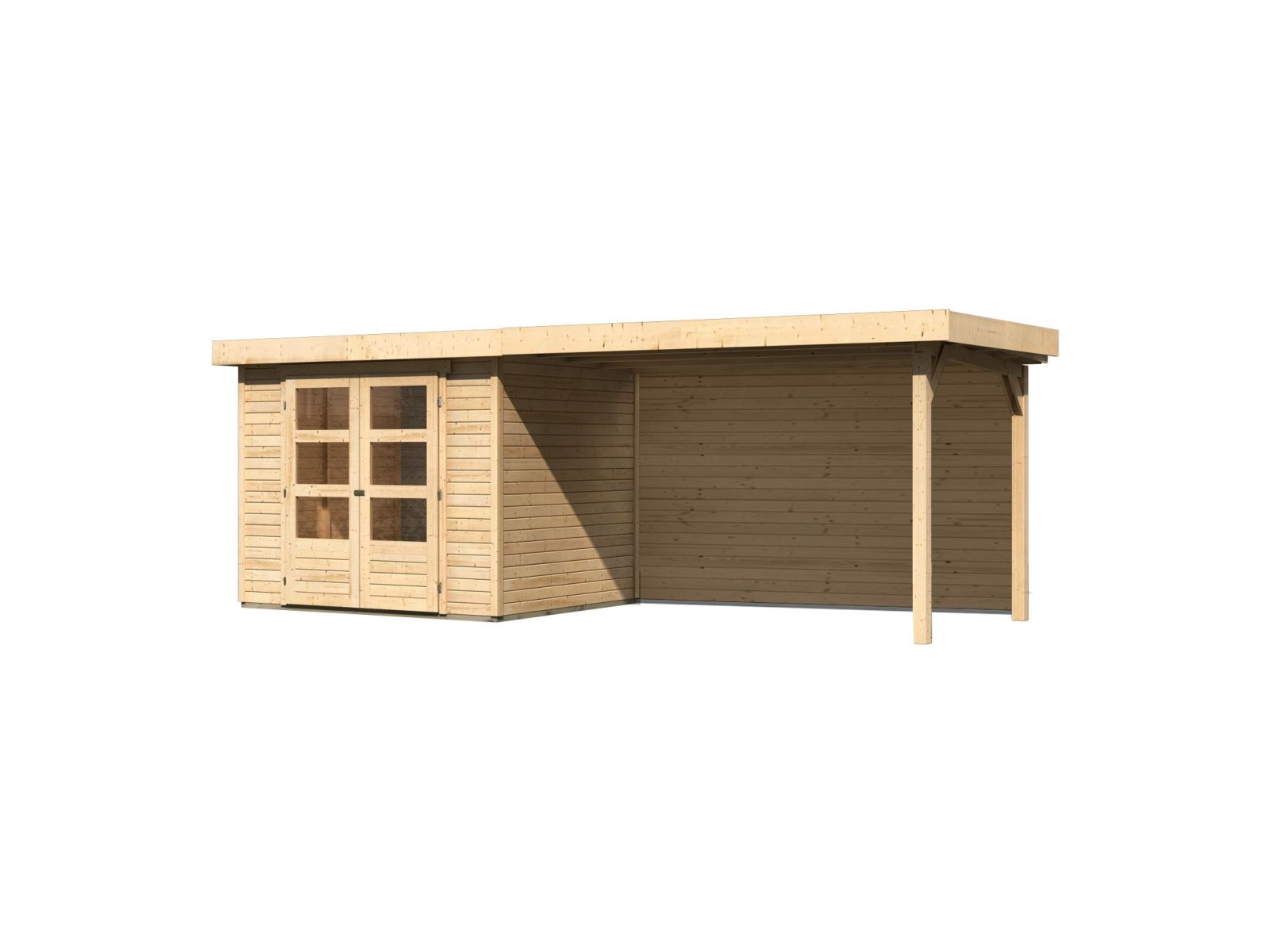 Karibu Gartenhaus Askola 3 mit Anbaudach 2,80 m, Rückwand