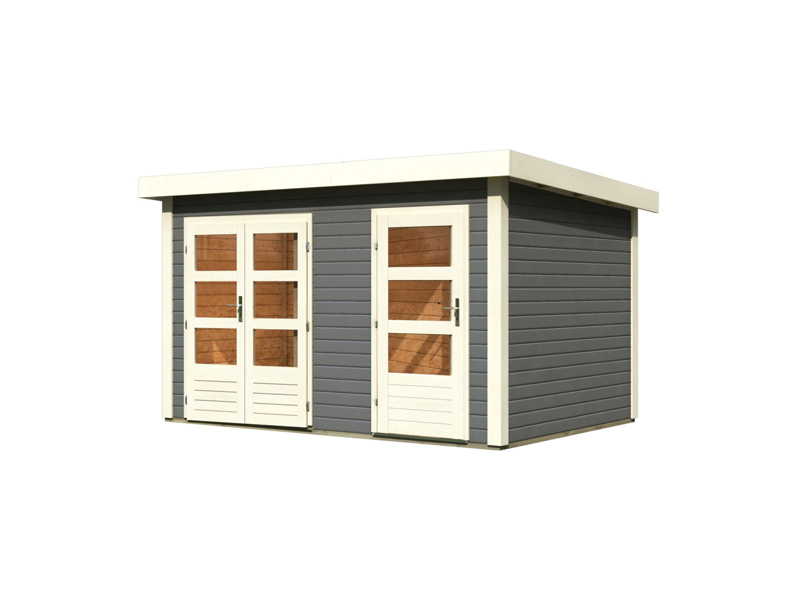 Karibu Gartenhaus Schönbuch 1, 38 mm 2-Raum-Haus - terragrau