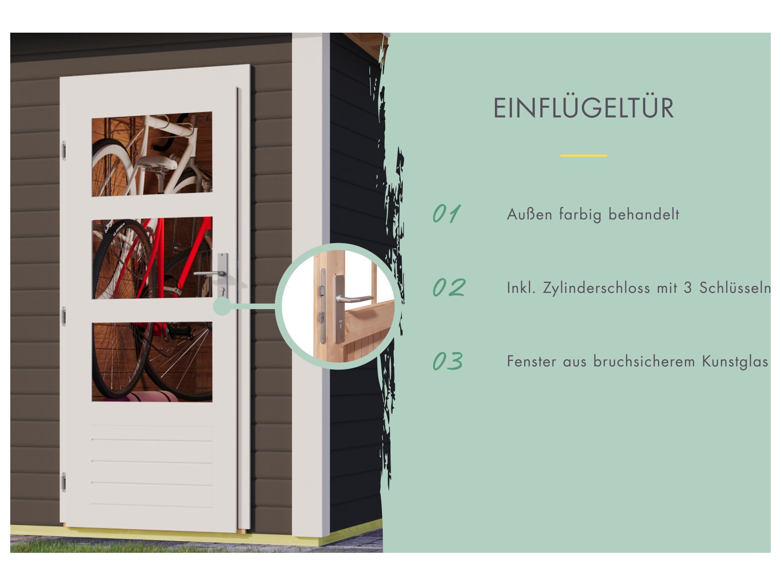 Karibu Gartenhaus Schönbuch 1, 38 mm 2-Raum-Haus - terragrau