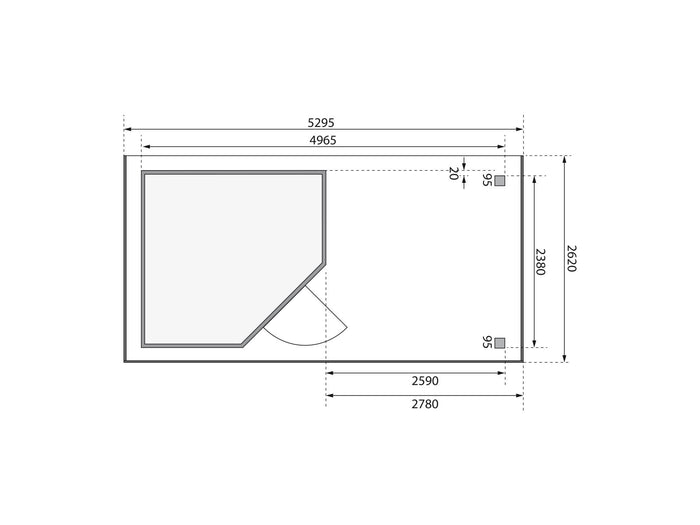 Karibu Gartenhaus Schwandorf 5 terragrau mit Anbaudach 2,8 m
