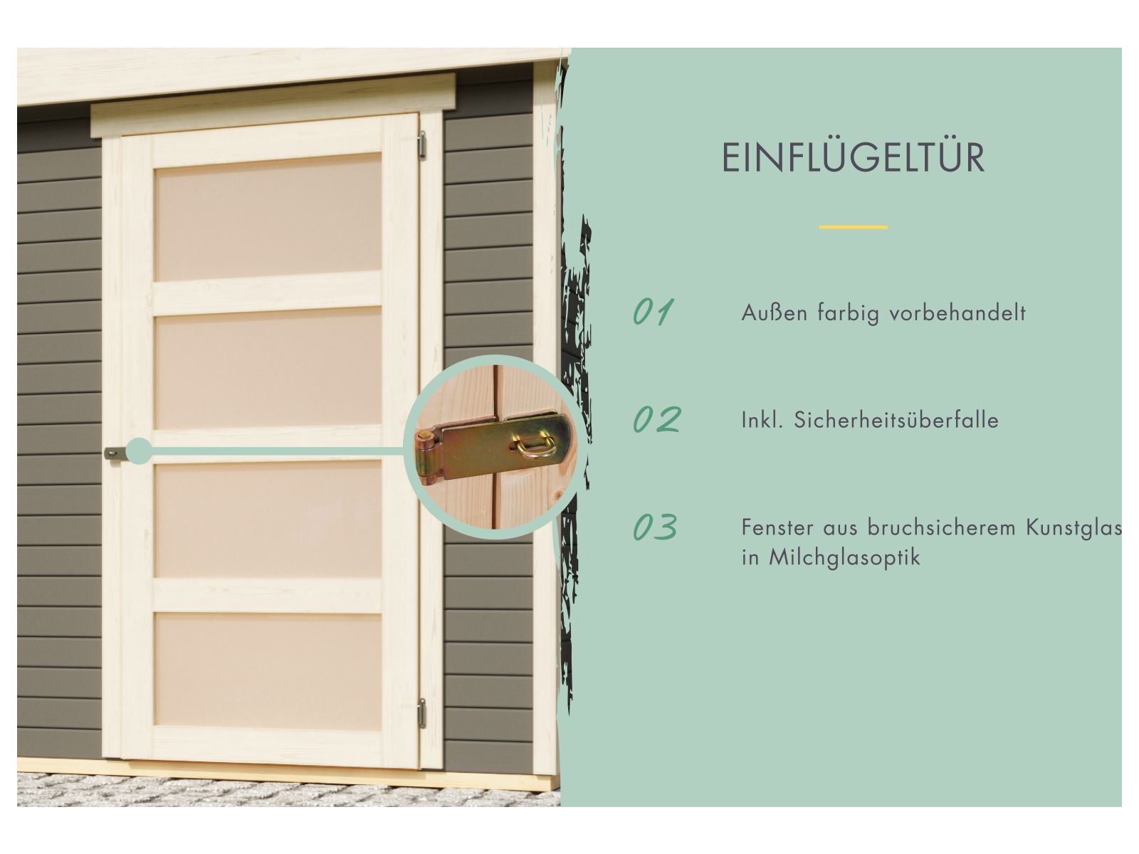 Karibu Gartenhaus Schwandorf 5 terragrau mit Anbaudach 2,8 m inkl. Rückwand
