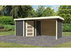 Karibu Gartenhaus Schwandorf 5 natur mit Anbaudach 2,8 m inkl. Seiten- und Rückwand