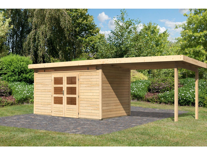 Karibu Gartenhaus Kandern 9 mit Anbaudach 3,2 m