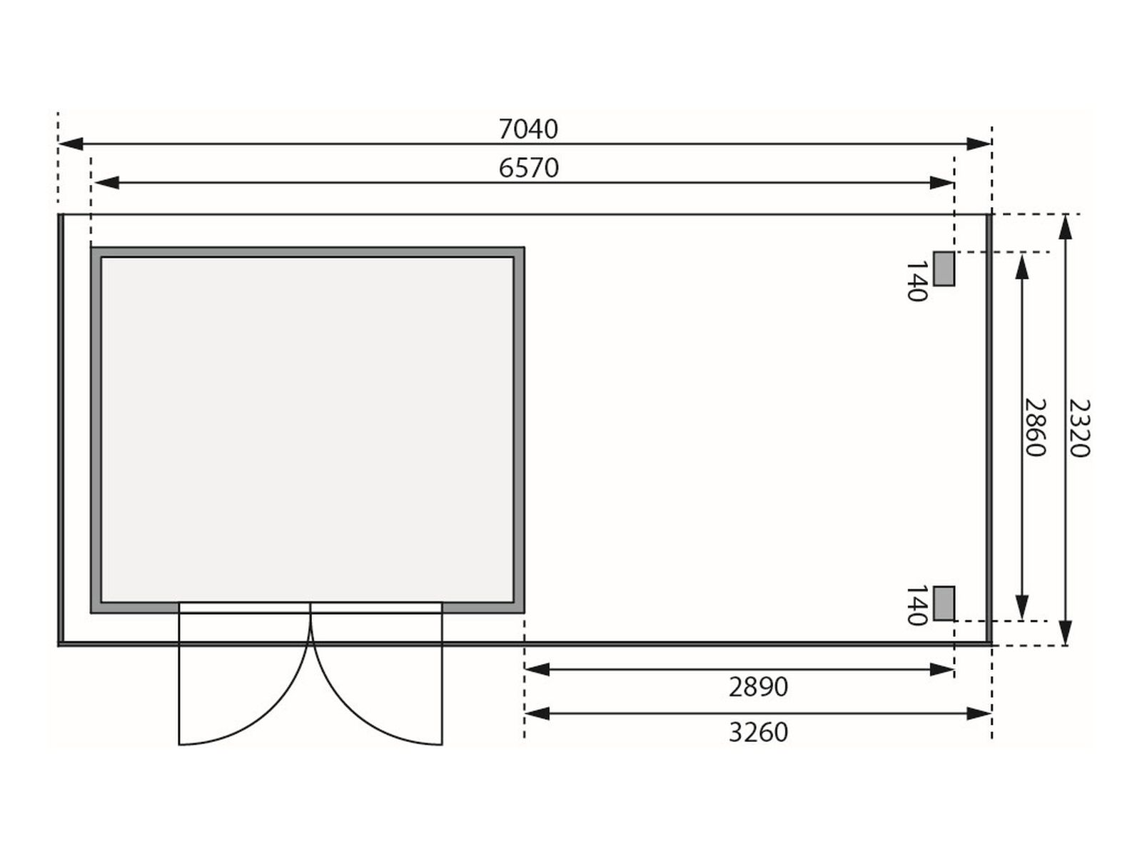 Karibu Gartenhaus Kandern 9 mit Anbaudach 3,2 m