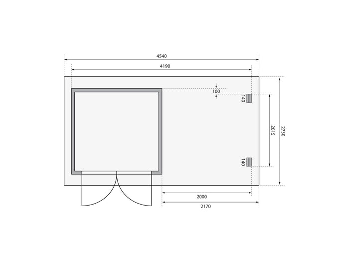 Karibu Gartenhaus Bastrup 2 mit Anbaudach 2 Meter inkl. Rückwand