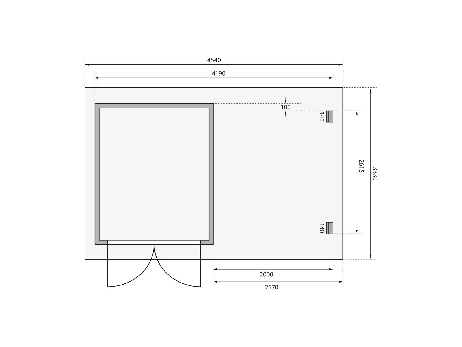 Karibu Gartenhaus Bastrup 4 mit Anbaudach 2 Meter inkl. Rückwand