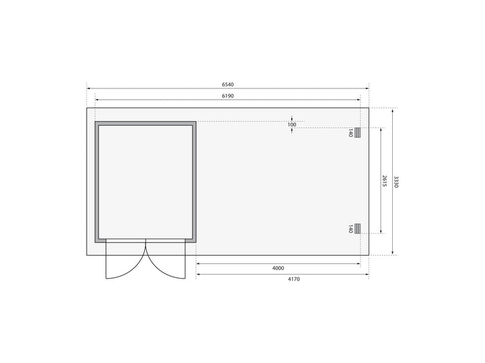 Karibu Gartenhaus Bastrup 4 mit Anbaudach 4 Meter inkl. Rück- und Seitenwand