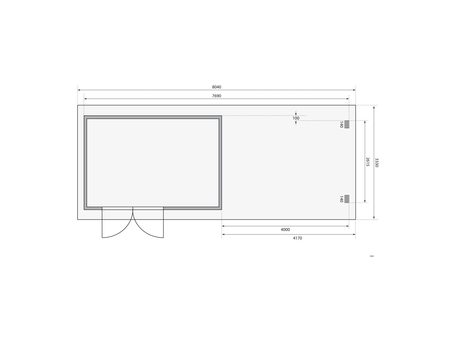 Karibu Gartenhaus Bastrup 8 mit Anbaudach 4 Meter inkl. Rückwand