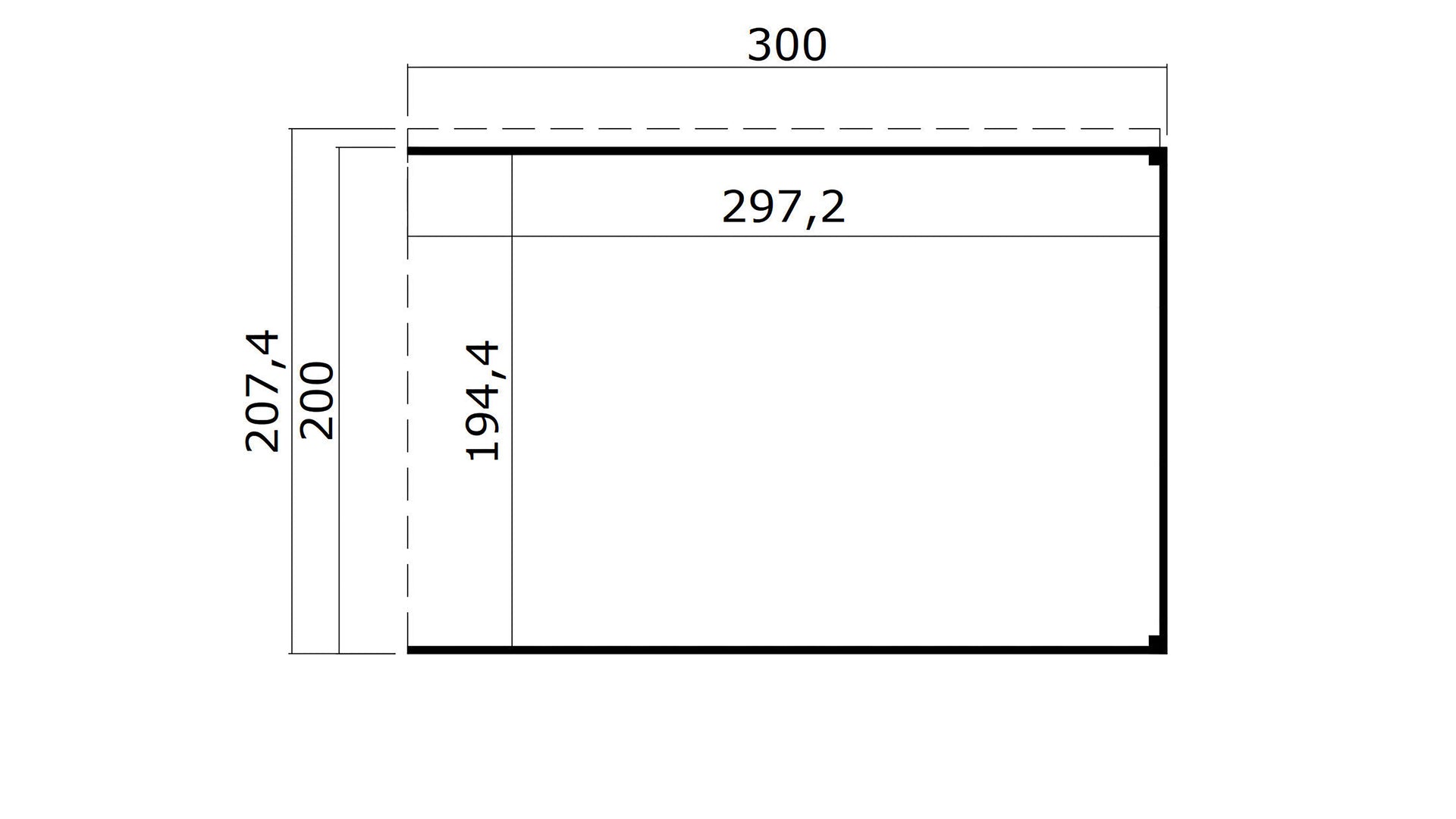 Weka Anbaudach 2 für Batu 1, 300 x 200 cm, Dunkelgrau