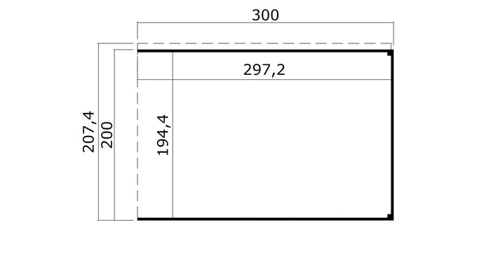 Weka Anbaudach 2 für Batu 1, 300 x 200 cm, Hellgrau