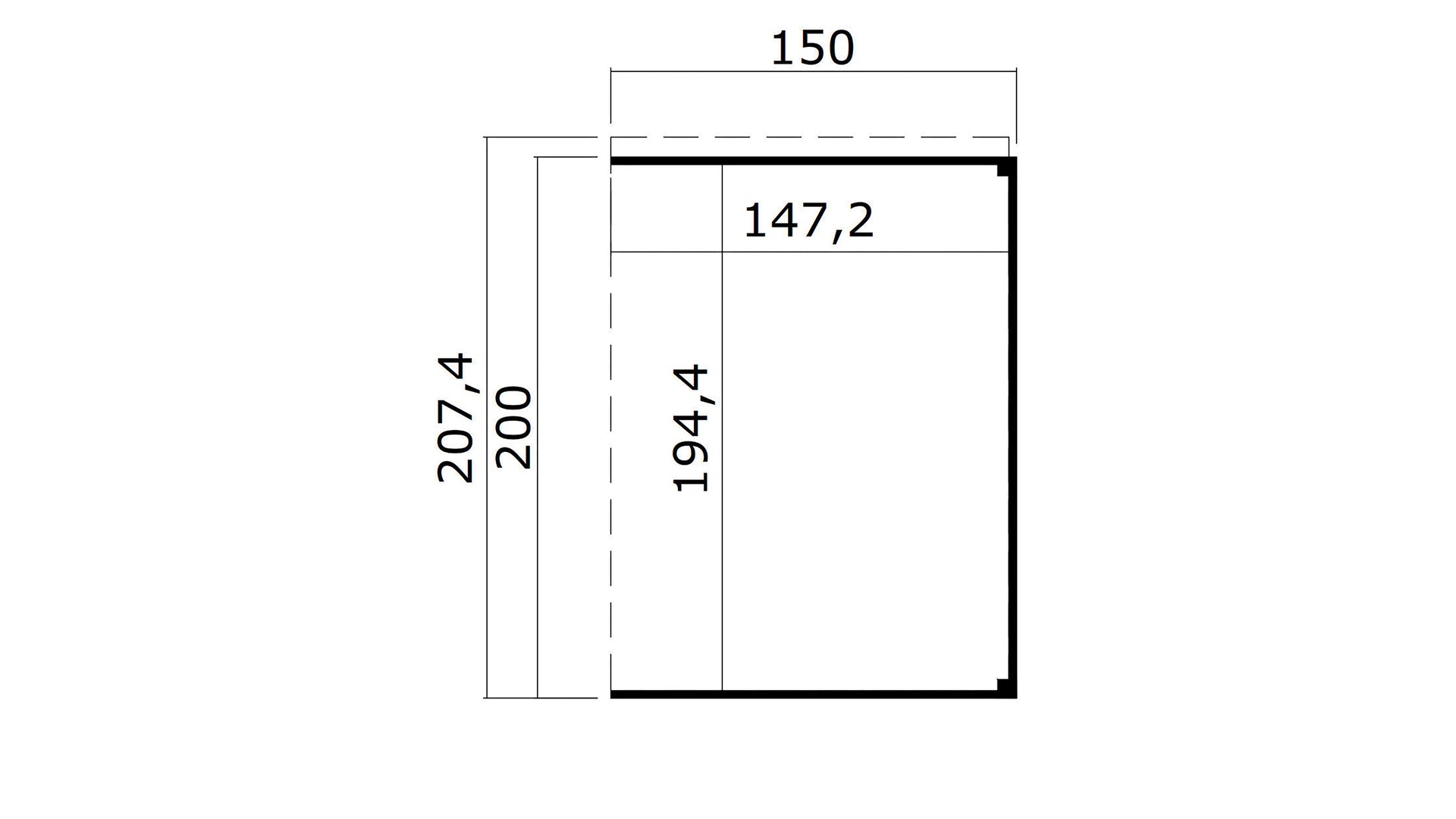 Weka Anbaudach 1 für Batu 1, 150 x 200 cm, Hellgrau
